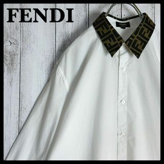 FENDI - フェンディ FENDI☆襟ズッカ柄 長袖シャツ ブラック FENDI - フェンディ FENDI☆襟ズッカ柄 長袖シャツ ブラック