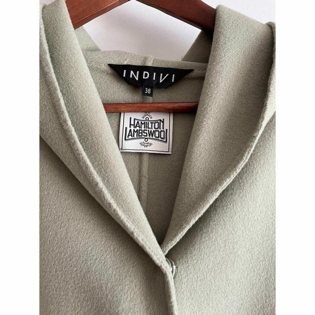 INDIVI - 【最終価格】INDIVI インディヴィ くすみ黄緑色フー INDIVI - 【最終価格】INDIVI インディヴィ くすみ黄緑色フー