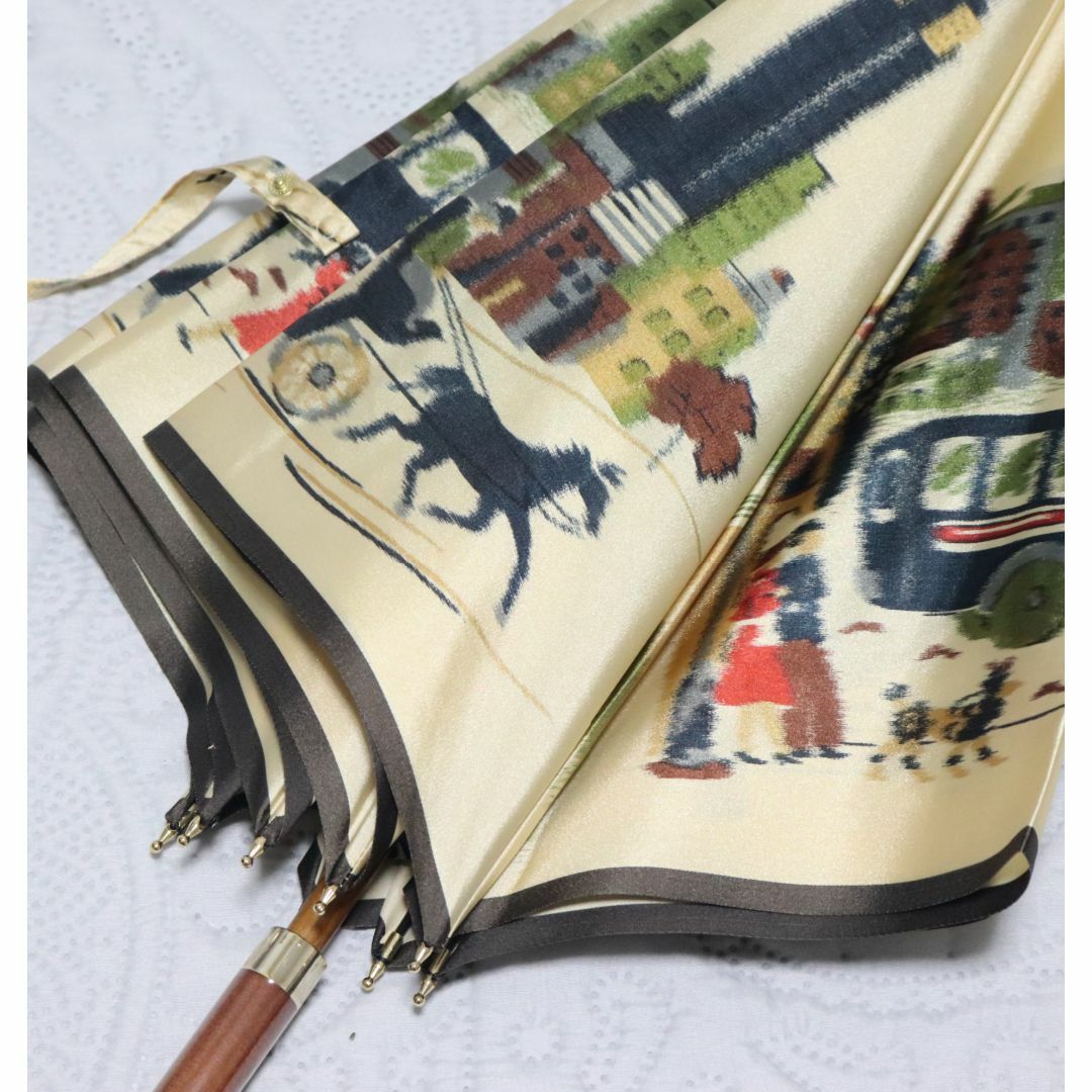 【メール便無料】 新品【甲州産 雨傘 高級長傘 ほぐし織】海外の街並み柄 小物