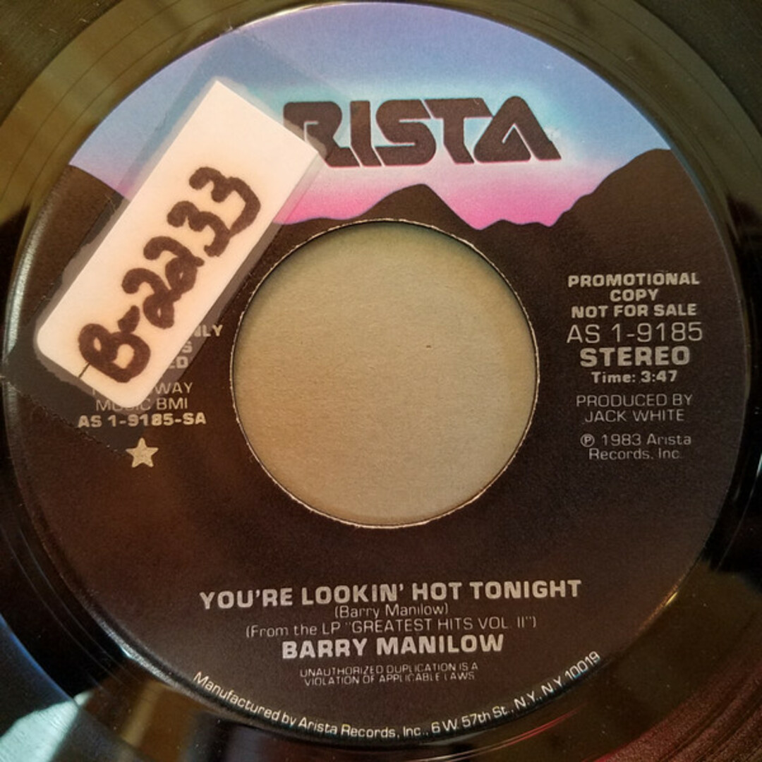 米7” Barry Manilow Youre Lookin Hot Tonight AS19185 Arista /00080 エンタメ/ホビーのエンタメ その他(その他)の商品写真