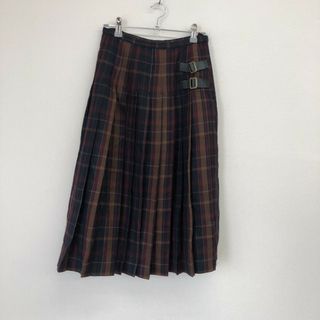 【SaLLYS】サリーズ　茶色系/赤系　64～89　ロングスカート　チェック　プリーツスカート　チェック(ロングスカート)