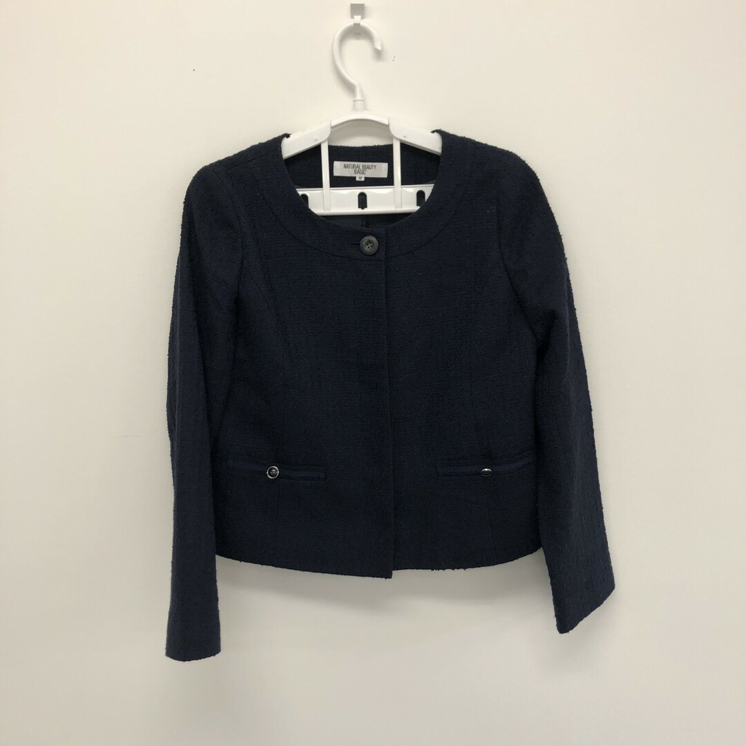【NATURAL BEAUTY BASIC】ナチュラルビューティーベーシック ノーカラージャケット ジャケット M 紺系 ネイビー