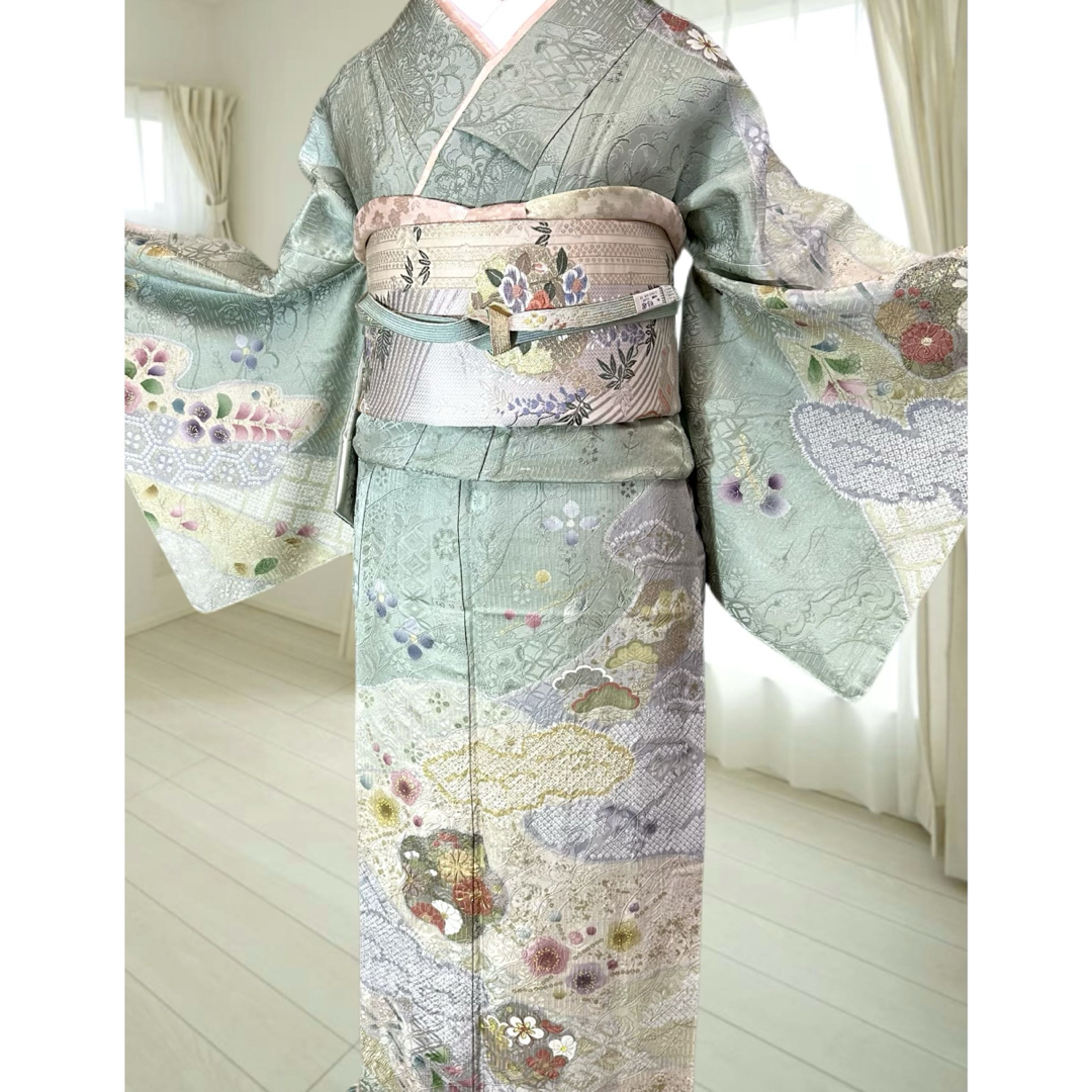 新品訪問着フルセット‼️天目織京友禅訪問着6点セット逸品 新品訪問着フルセット‼️天目織京友禅訪問着6点セット逸品