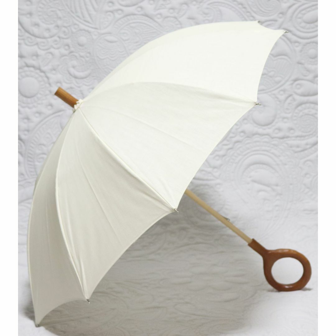 新品【晴雨兼用 長傘】綿100％ 〇型持ち手 木製 雨傘 日傘 日本製