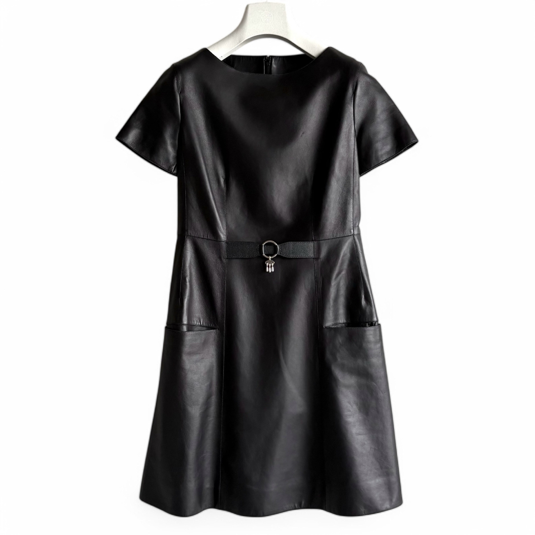 HERMES - HERMES ラムレザーワンピース 34 ブラックの通販 by HERMES - HERMES ラムレザーワンピース 34 ブラックの通販 by