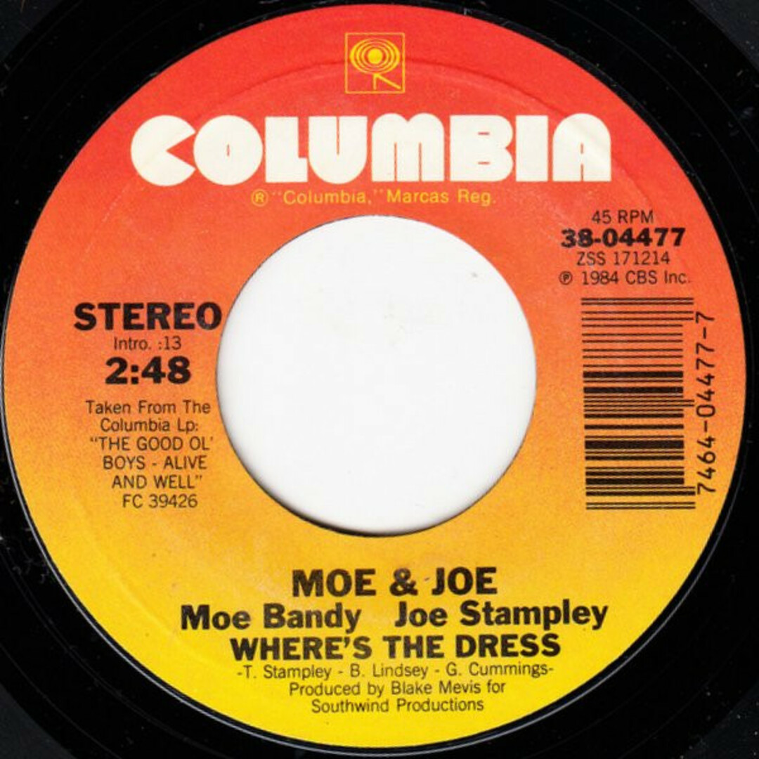 米7” Moe Bandy & Joe Stampley Wheres The Dress 3804477 Columbia /00080 エンタメ/ホビーのエンタメ その他(その他)の商品写真