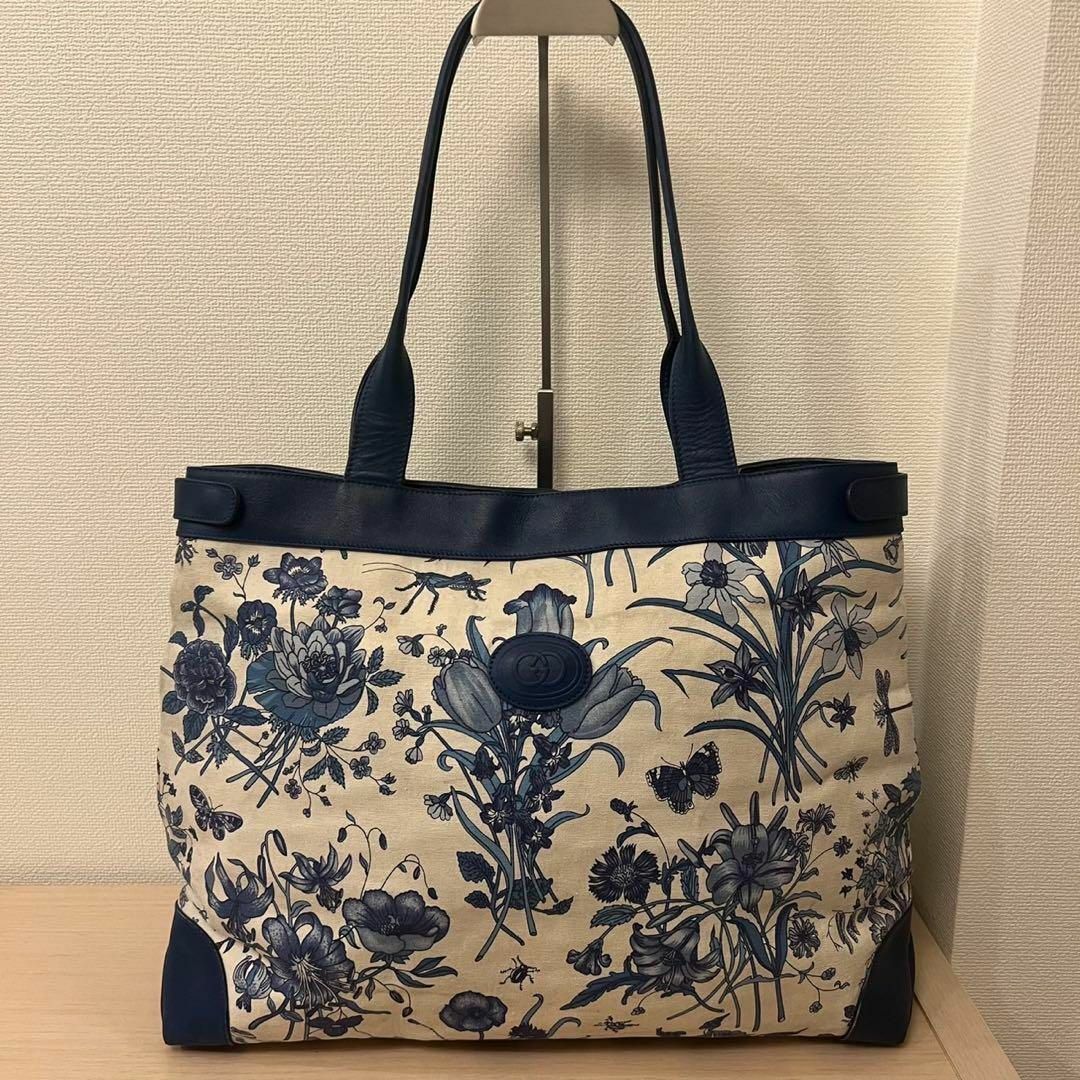 GUCCI - 超希少 オールドグッチ ブルー フローラ 昆虫プリント GUCCI - 超希少 オールドグッチ ブルー フローラ 昆虫プリント
