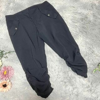 【COMME CA MODELS】ブラック ルーズフィットパンツ ポケット付き(クロップドパンツ)