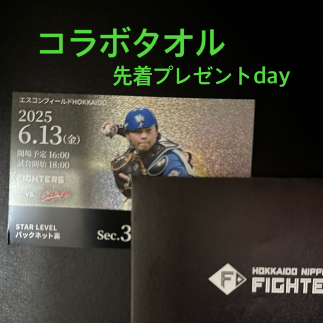 北海道日本ハムファイターズ(ホッカイドウニホンハムファイターズ)の6/13(金) 日ハム 対 広島カープ エスコン・バックネット裏 チケットのスポーツ(野球)の商品写真