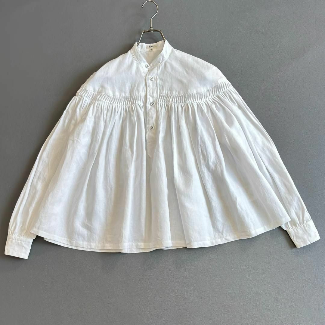 Scye - 美品♪サイ Scye ピンタックブラウス 長袖 リネン Scye - 美品♪サイ Scye ピンタックブラウス 長袖 リネン