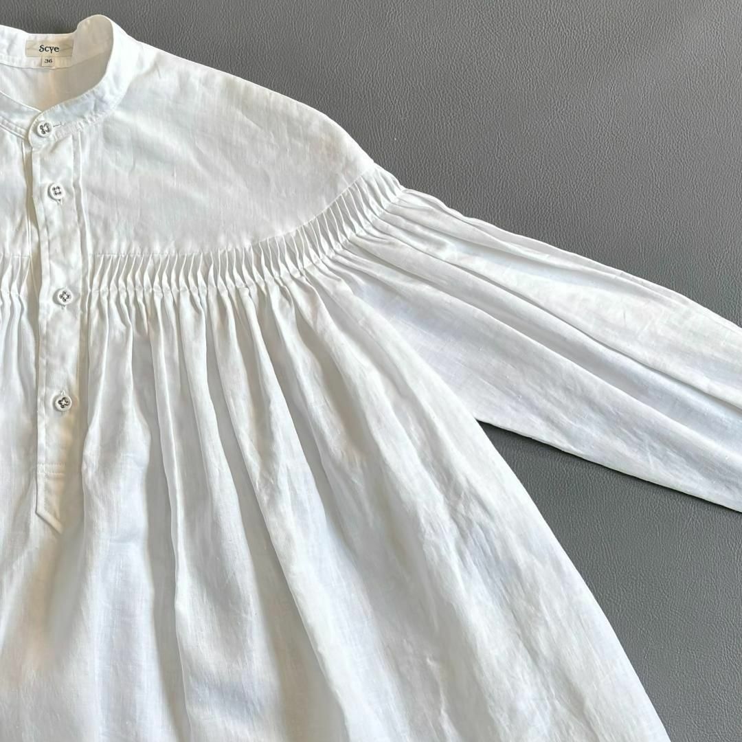 Scye - 美品♪サイ Scye ピンタックブラウス 長袖 リネン Scye - 美品♪サイ Scye ピンタックブラウス 長袖 リネン