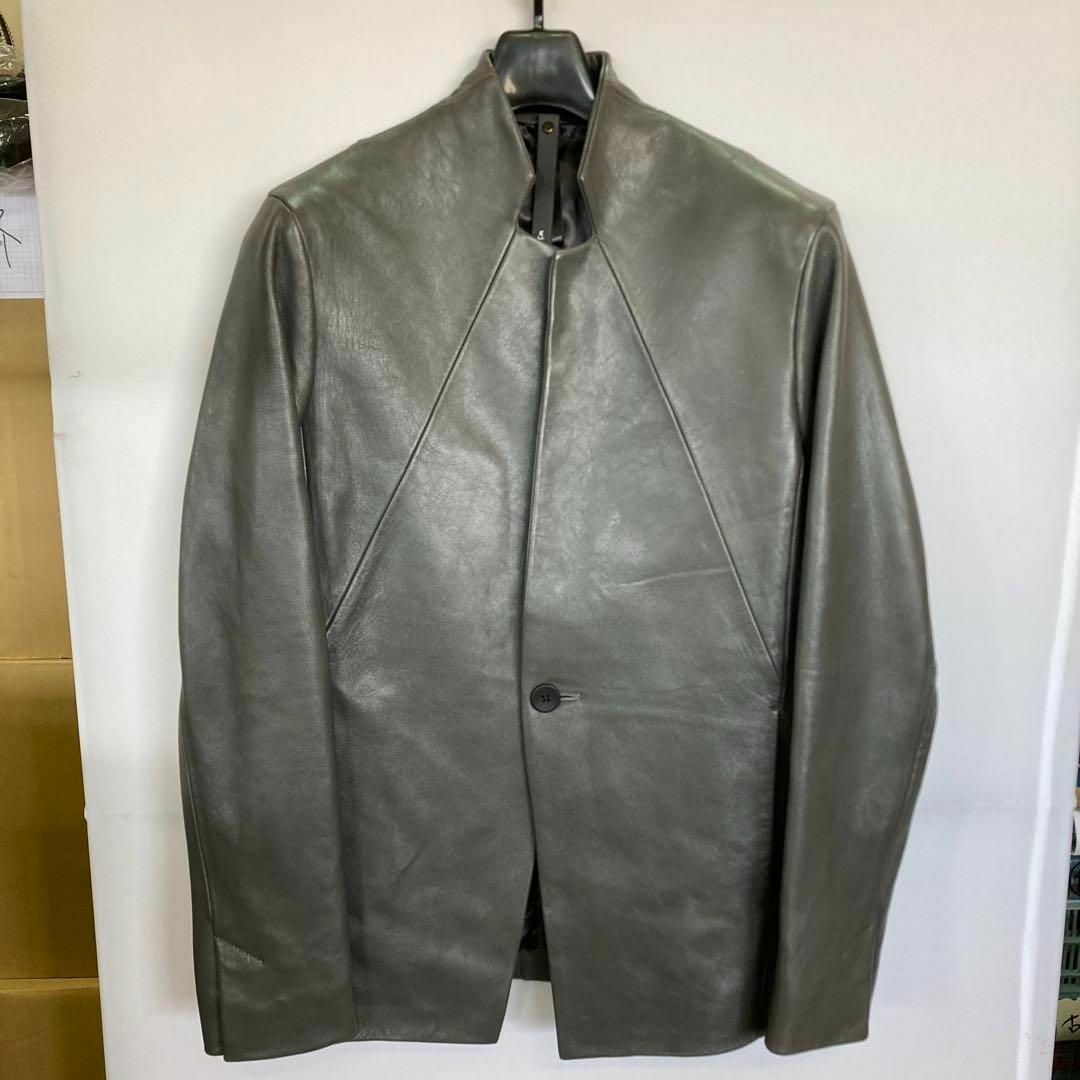 wjk - W117 wjk seam jacket レザージャケット 羊 グレー Sの wjk - W117 wjk seam jacket レザージャケット 羊 グレー Sの