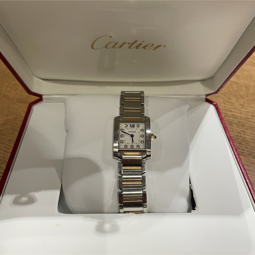 Cartier(カルティエ)のカルティエ タンクフラセーヌ ピンクゴールド コンビ ダイヤ文字盤 レディースのファッション小物(腕時計)の商品写真