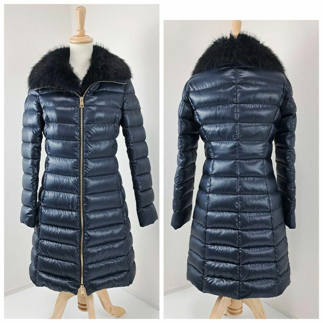 HERNO - 美品☆HERNO イコ二コ ELISA ダウンコート ファー 紺 42 HERNO - 美品☆HERNO イコ二コ ELISA ダウンコート ファー 紺 42