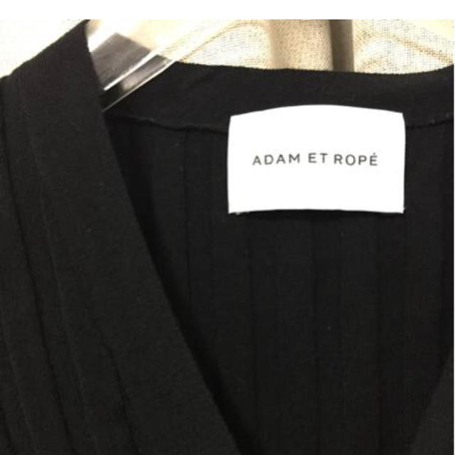 Adam et Rope'(アダムエロぺ)のADAM ET ROPE ワイドリブコットンカーディガン ブラック レディースのトップス(カットソー(長袖/七分))の商品写真