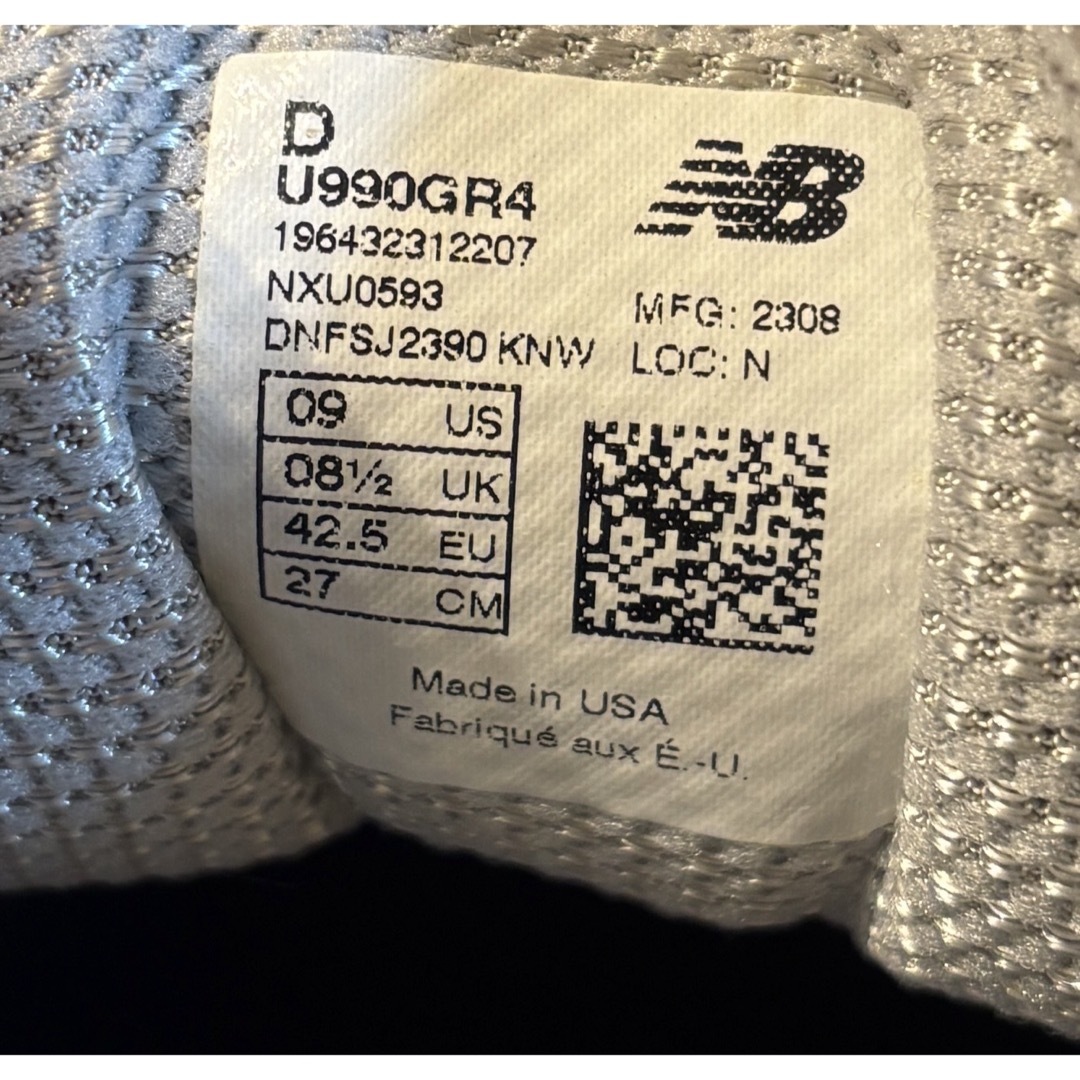 New Balance - ニューバランス U990GR4 USA製 グレー 990V4の New Balance - ニューバランス U990GR4 USA製 グレー 990V4の