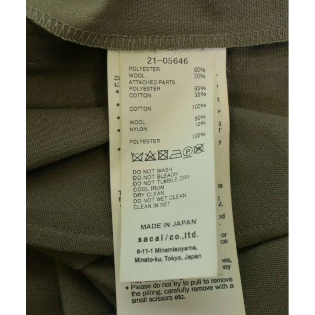 sacai - sacai サカイ ワンピース 3(L位) カーキ 【古着】【中古 sacai - sacai サカイ ワンピース 3(L位) カーキ 【古着】【中古