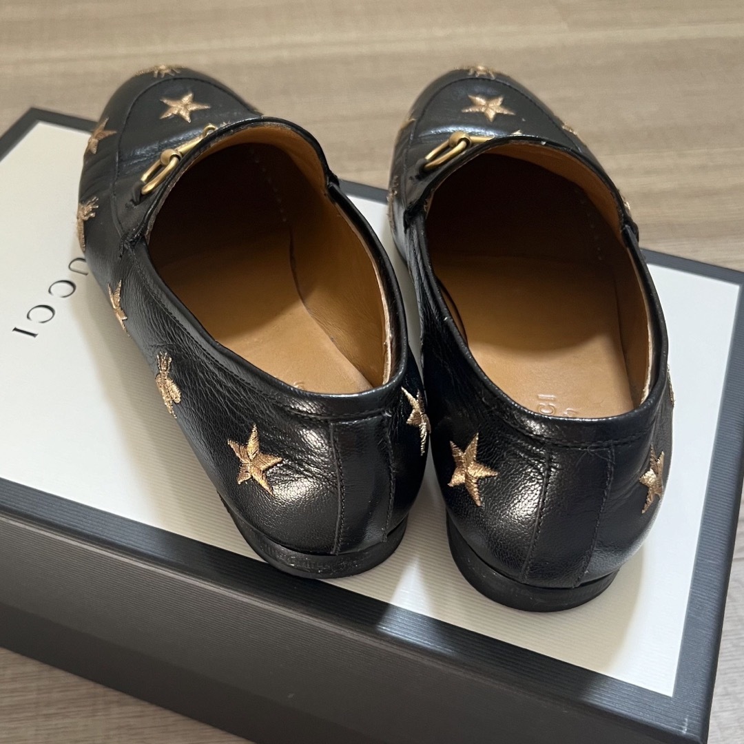GUCCI - グッチ レザー ホースビット スター bee ローファーの GUCCI - グッチ レザー ホースビット スター bee ローファーの