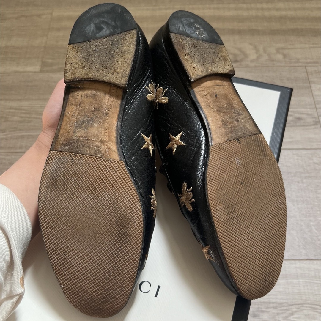 GUCCI - グッチ レザー ホースビット スター bee ローファーの GUCCI - グッチ レザー ホースビット スター bee ローファーの
