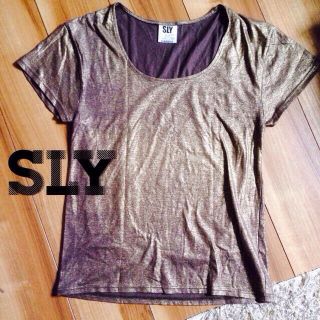 スライ(SLY)のSLYブラウン×GOLDラメTシャツ(Tシャツ(半袖/袖なし))