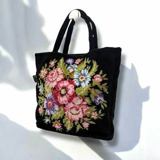 FEILER - フェイラー トートバッグ ハンドバッグ ブラック 花柄 FEILER - フェイラー トートバッグ ハンドバッグ ブラック 花柄