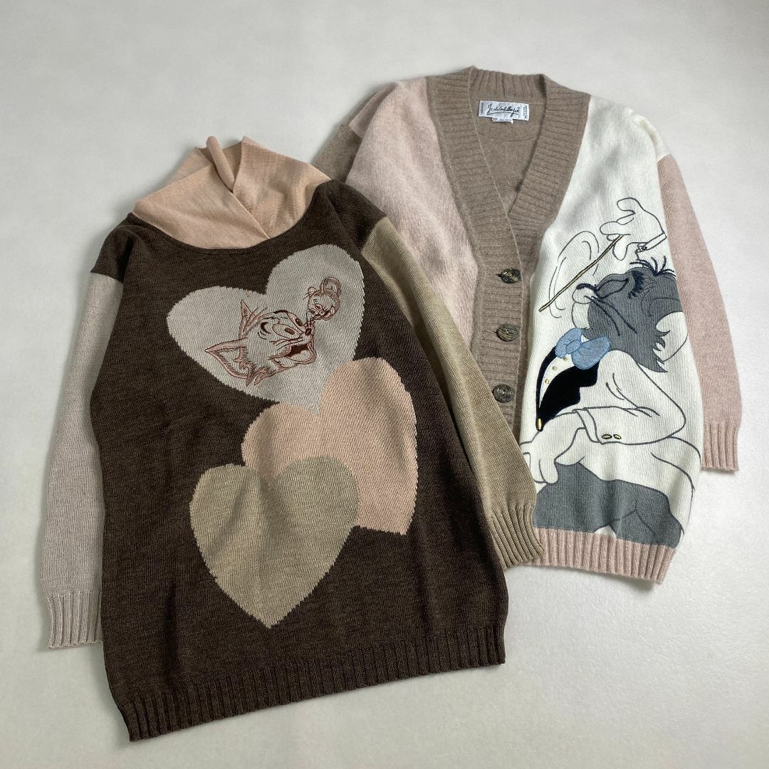 VINTAGE - ヴィンテージ　アンサンブル　カーディガン　ニット　トムとジェリー　刺しゅう
