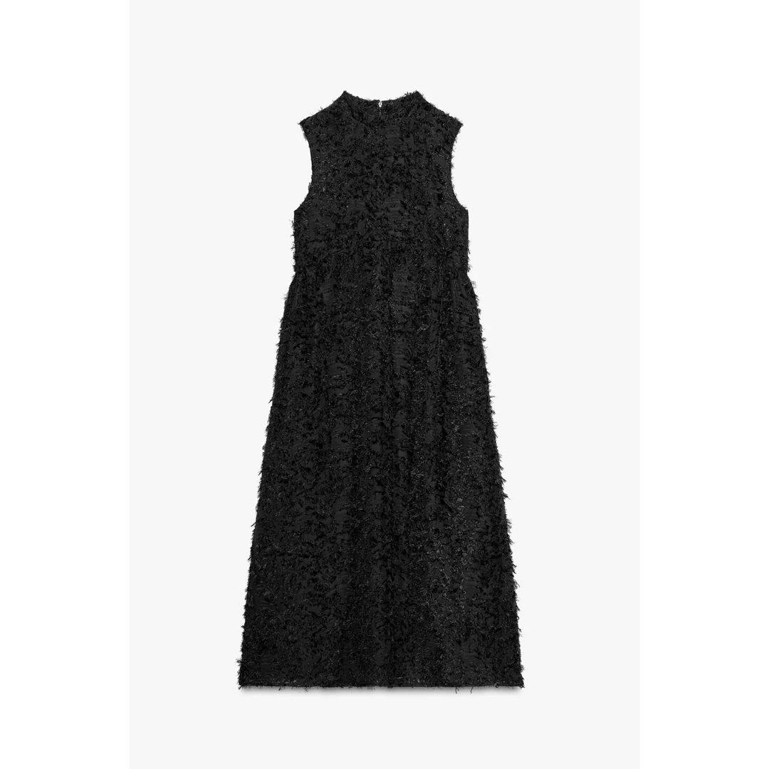 ZARA - 【完売品】ZARA フリンジ付きミディ丈ワンピース Lサイズ ZARA - 【完売品】ZARA フリンジ付きミディ丈ワンピース Lサイズ