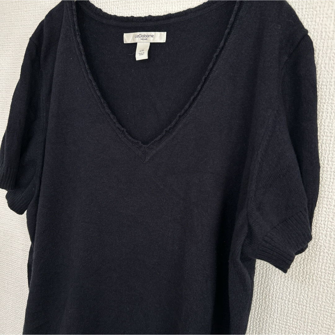 ✨リズクレイボーン 【 L/G 】Vネック半袖ニット カシミヤ　半袖　ニット　 レディースのトップス(ニット/セーター)の商品写真
