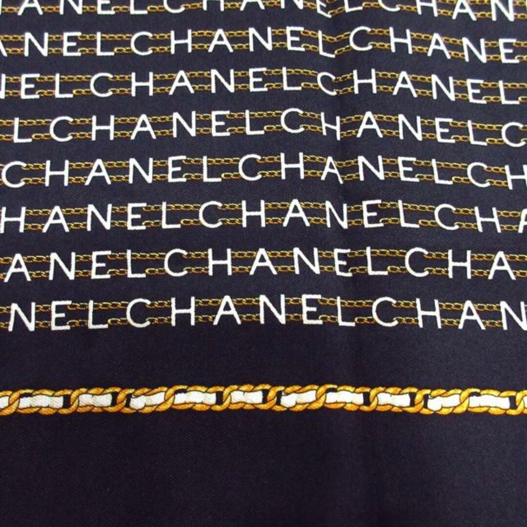 CHANEL - CHANEL(シャネル) スカーフ美品 ロゴ/チェーン 黒×白 CHANEL - CHANEL(シャネル) スカーフ美品 ロゴ/チェーン 黒×白