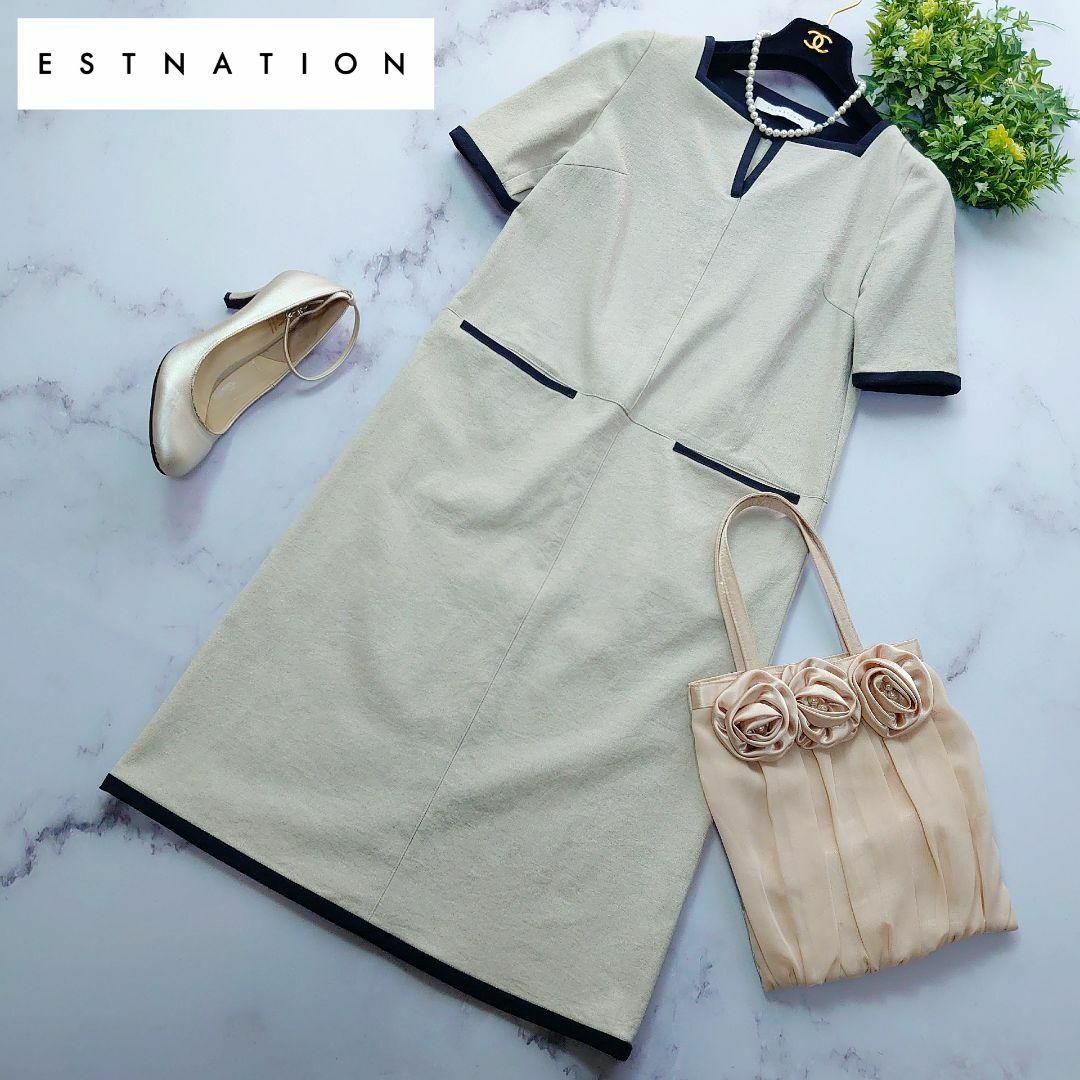 ESTNATION - エストネーション パイピングワンピース 36 ロング ESTNATION - エストネーション パイピングワンピース 36 ロング