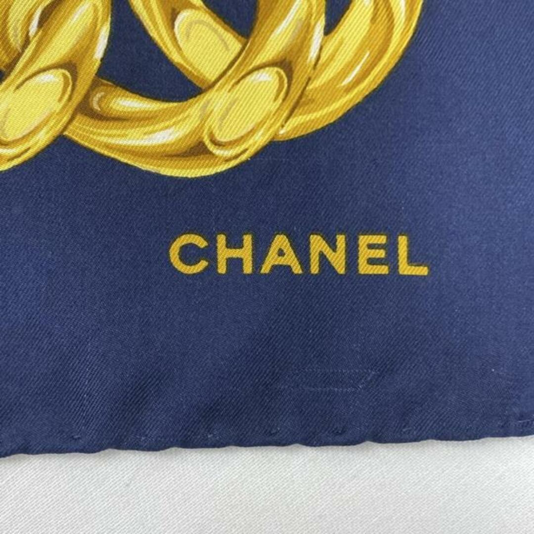 CHANEL - CHANEL(シャネル) スカーフ チェーン柄 ネイビー CHANEL - CHANEL(シャネル) スカーフ チェーン柄 ネイビー