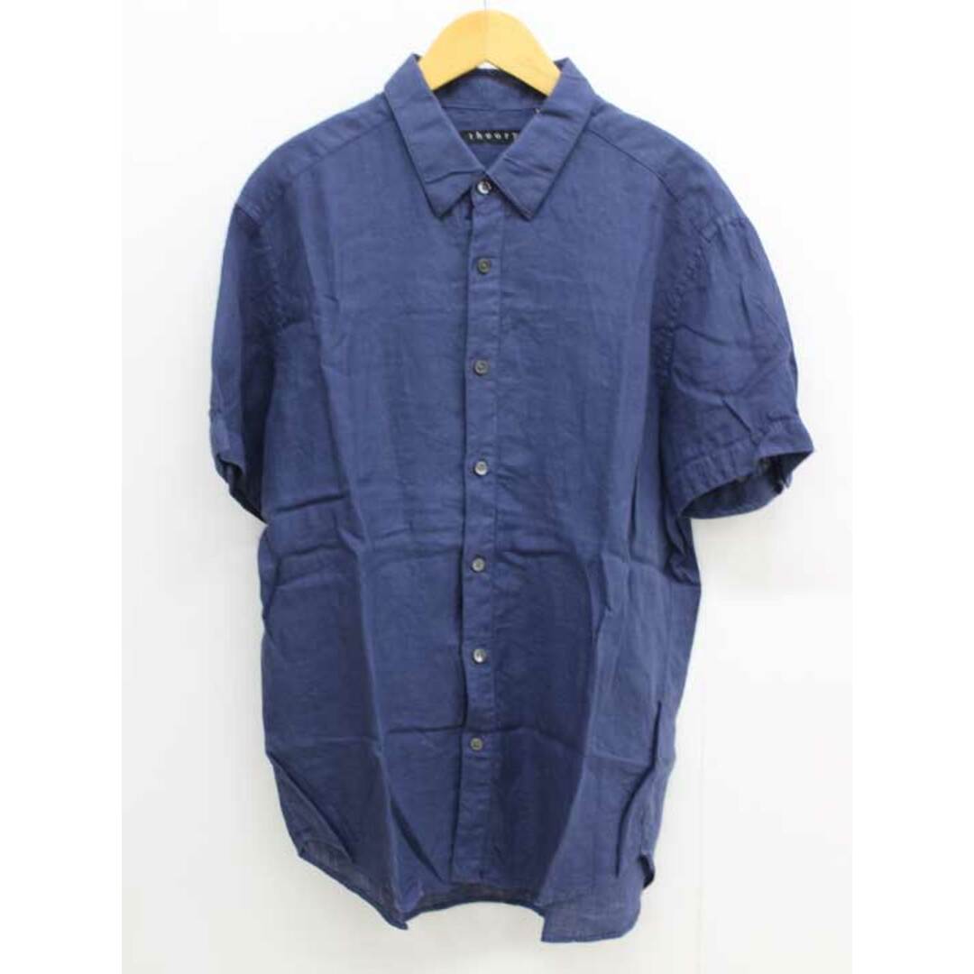 Theory - セオリー 半袖リネンシャツ M メンズ ブルー/青【中古 Theory - セオリー 半袖リネンシャツ M メンズ ブルー/青【中古