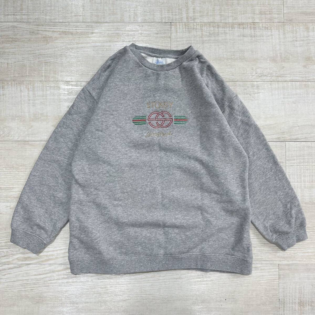 STUSSY - STUSSY ステューシー ロゴ 刺繍 スウェット グレー 系 STUSSY - STUSSY ステューシー ロゴ 刺繍 スウェット グレー 系