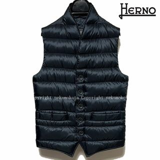 HERNO - 美品 ヘルノ ダウン ベスト ジレ 44 ネイビー 濃紺 HERNO - 美品 ヘルノ ダウン ベスト ジレ 44 ネイビー 濃紺