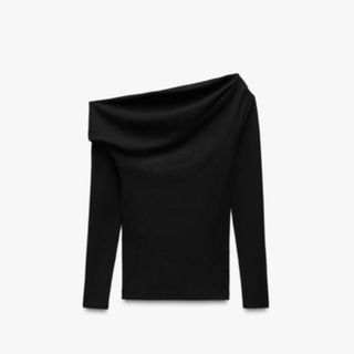 ZARA - ZARA ソフトインターロックアシンメトリートップス S ZARA - ZARA ソフトインターロックアシンメトリートップス S