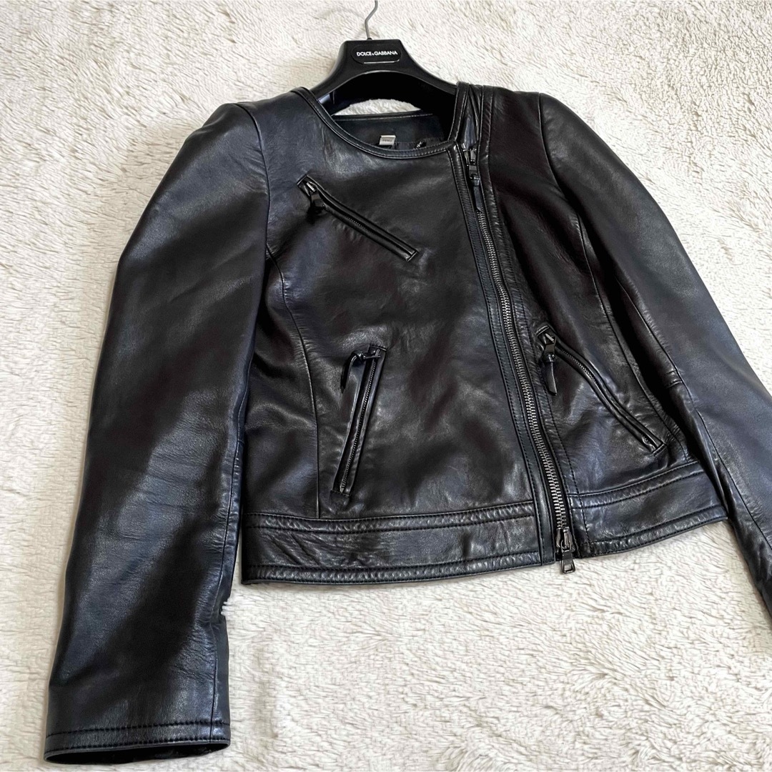 COACH - 美品 COACH コーチ ノーカラー 本革 レザージャケット COACH - 美品 COACH コーチ ノーカラー 本革 レザージャケット