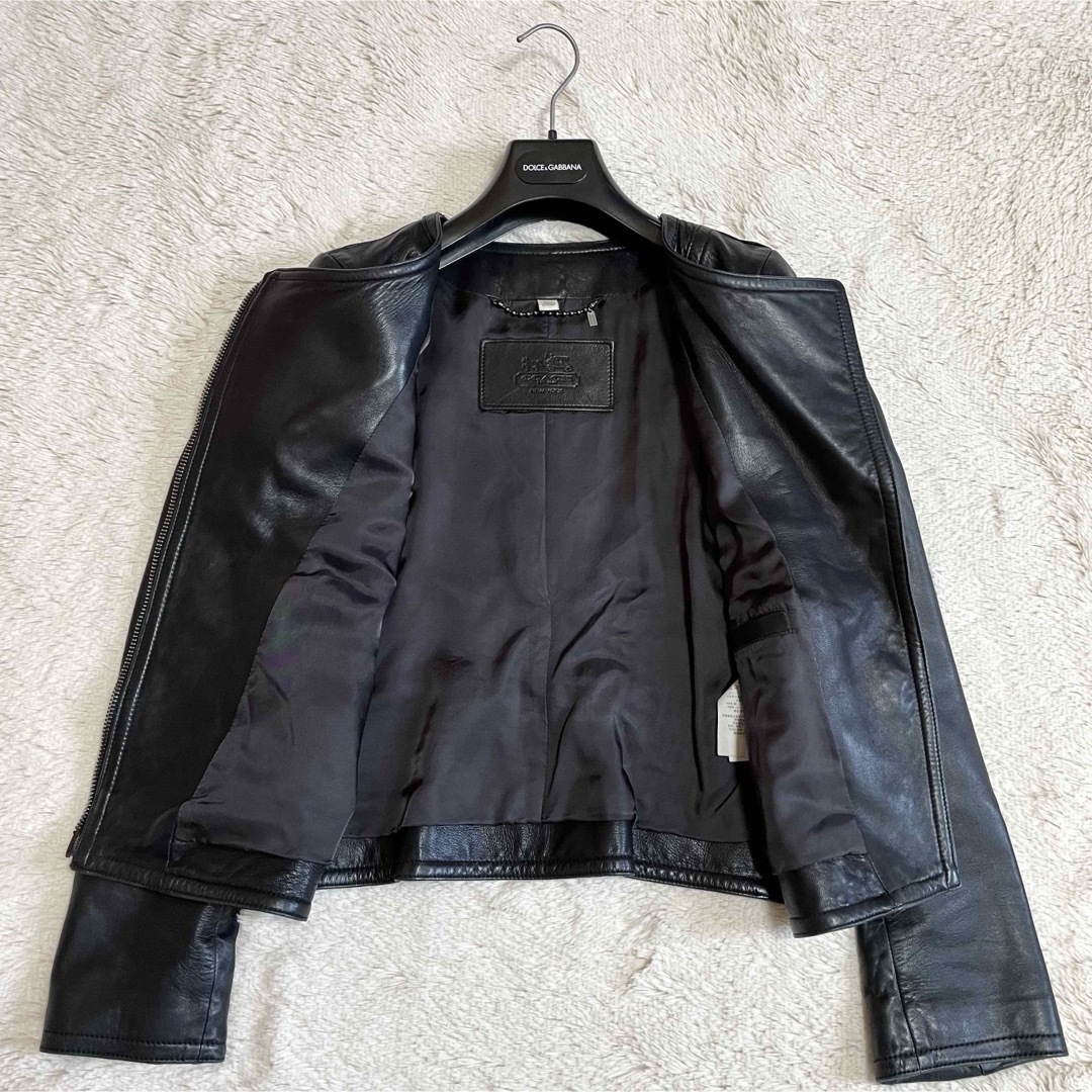 COACH - 美品 COACH コーチ ノーカラー 本革 レザージャケット COACH - 美品 COACH コーチ ノーカラー 本革 レザージャケット