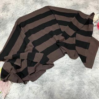 【LIFE Gold Lab】茶色と黒のボーダー　ニット(ニット/セーター)