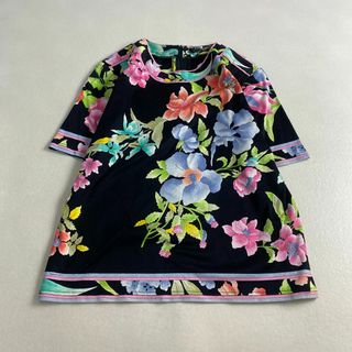 LEONARD - レオナール カットソー カンカン素材 花柄 ラメ 黒 L LEONARD - レオナール カットソー カンカン素材 花柄 ラメ 黒 L