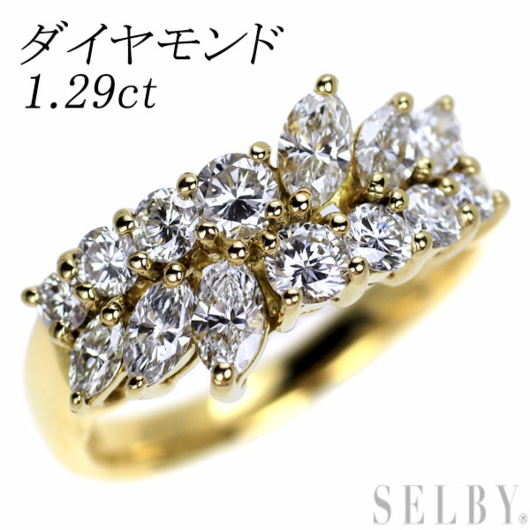 K18YG マーキス/ラウンド ダイヤモンド リング 1.29ctの通販 by K18YG マーキス/ラウンド ダイヤモンド リング 1.29ctの通販 by