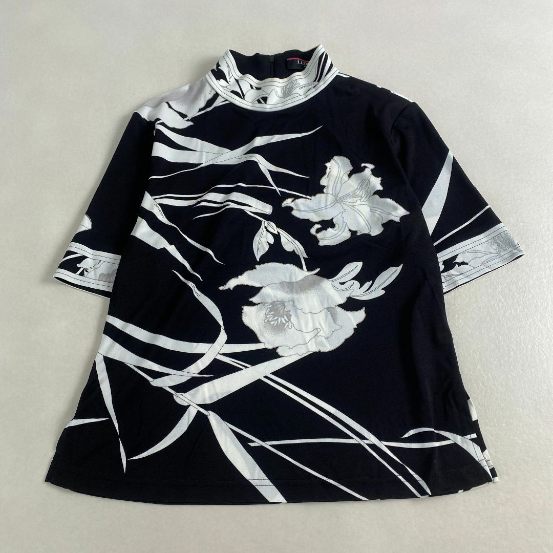 LEONARD - レオナール カットソー カンカン素材 花柄 ラメ 黒 L LEONARD - レオナール カットソー カンカン素材 花柄 ラメ 黒 L