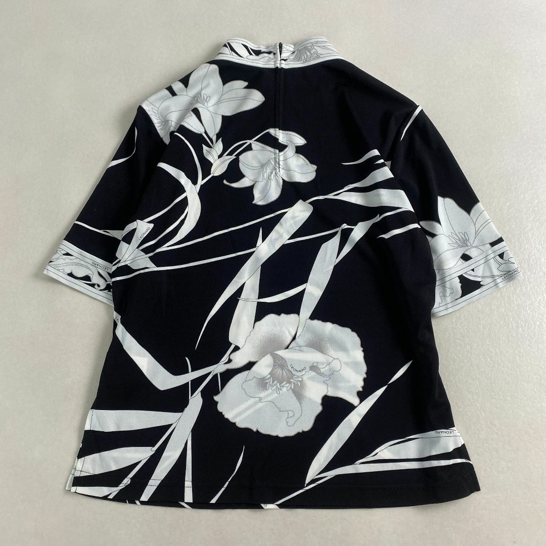 LEONARD - レオナール カットソー カンカン素材 花柄 ラメ 黒 L LEONARD - レオナール カットソー カンカン素材 花柄 ラメ 黒 L