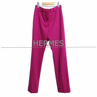 エルメス(HERMES)の極美品 HERMES 裾ダブル センタープレス ストレート パンツ スラックス(カジュアルパンツ)