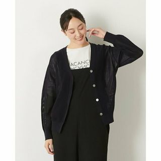 メルローズクレール(MELROSE claire)の【ネイビー】【コットンメッシュVネックカーディガン】(カーディガン)