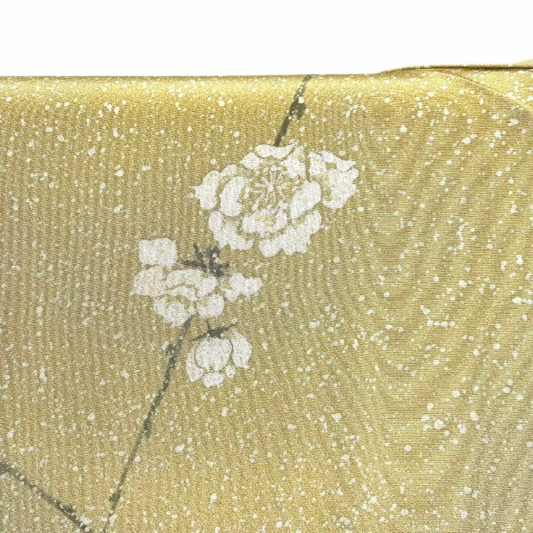 小紋 花模様 蕾 たたき染 くすみカラー イエロー 着物 035a dの 小紋 花模様 蕾 たたき染 くすみカラー イエロー 着物 035a dの