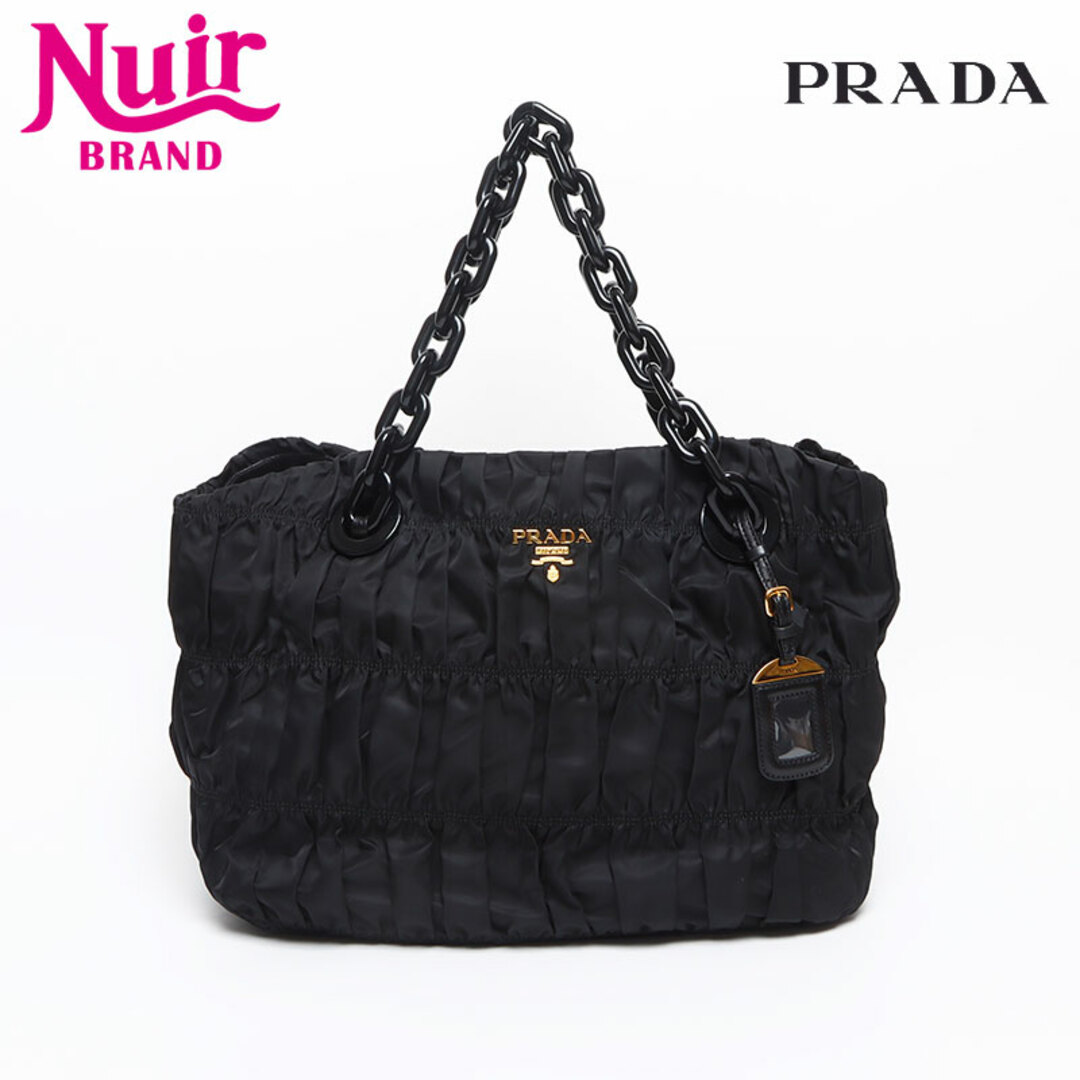 PRADA - プラダ PRADA テスート ロゴ ギャザー ナイロン プラ PRADA - プラダ PRADA テスート ロゴ ギャザー ナイロン プラ