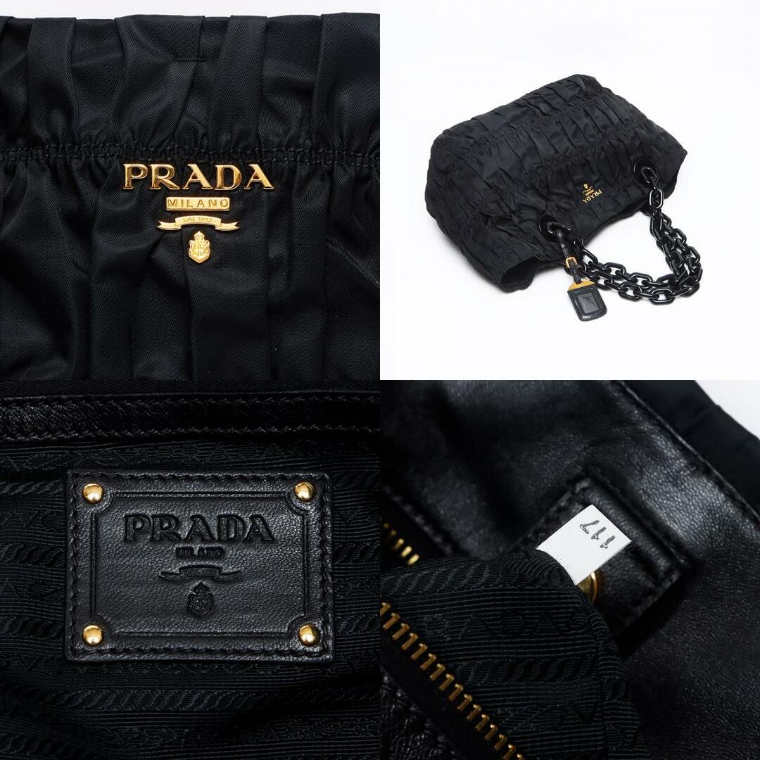 PRADA - プラダ PRADA テスート ロゴ ギャザー ナイロン プラ PRADA - プラダ PRADA テスート ロゴ ギャザー ナイロン プラ