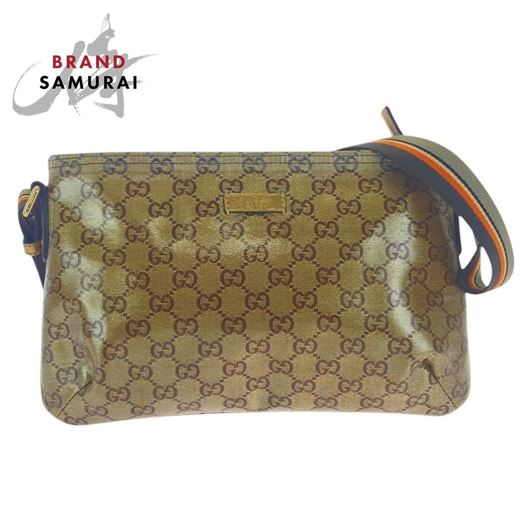 GUCCI - GUCCI グッチ GGクリスタル ベージュ コーティングキャンバス 189749 斜め掛け ショルダーバッグ レディース 501946 【中古】