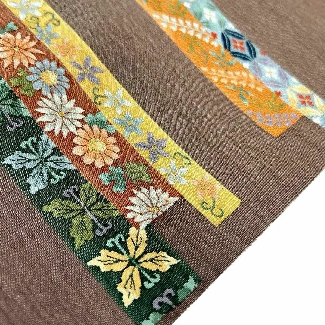 未着用 明綴れ織 桔梗 藤の花 菊花 花紋 名古屋帯 着物 035a pの 未着用 明綴れ織 桔梗 藤の花 菊花 花紋 名古屋帯 着物 035a pの