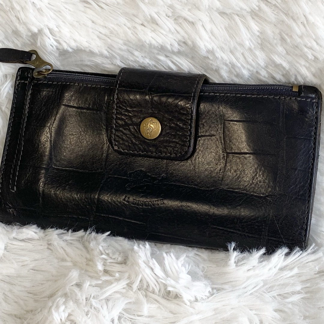 IL BISONTE - 【良品】 ILBISONTE クロコ型押し 二つ折り 長財布 IL BISONTE - 【良品】 ILBISONTE クロコ型押し 二つ折り 長財布